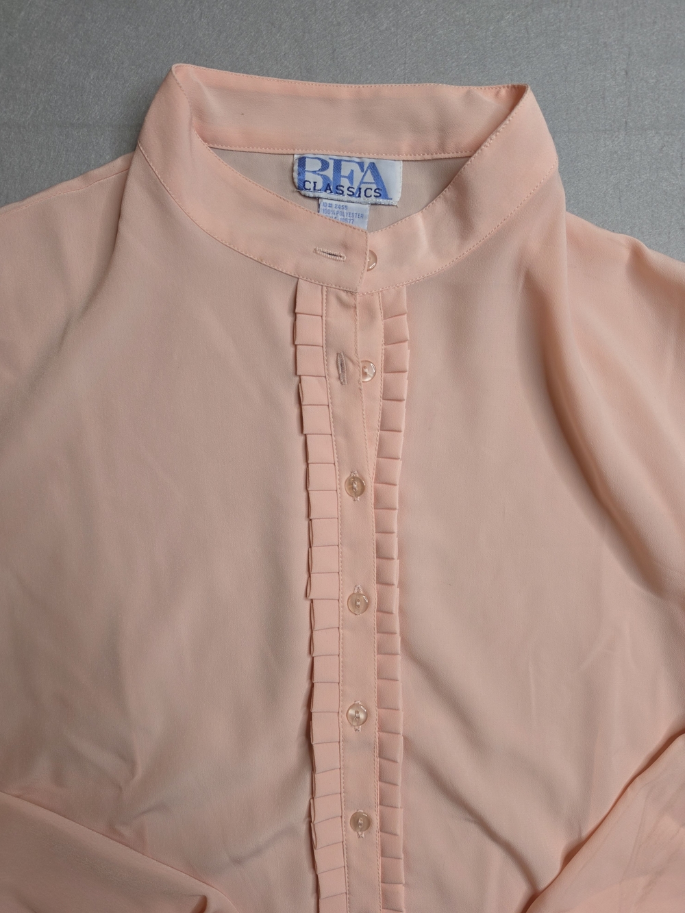 Bfa Classics Women's Peach Ruffled Button-Front Blouse Size XL - Picture 2 of 6